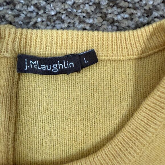 J.McLaughlin Women's 100% Cashmere Mustard Yellow Sweater Womens Large Flutter - Picture 2 of 11